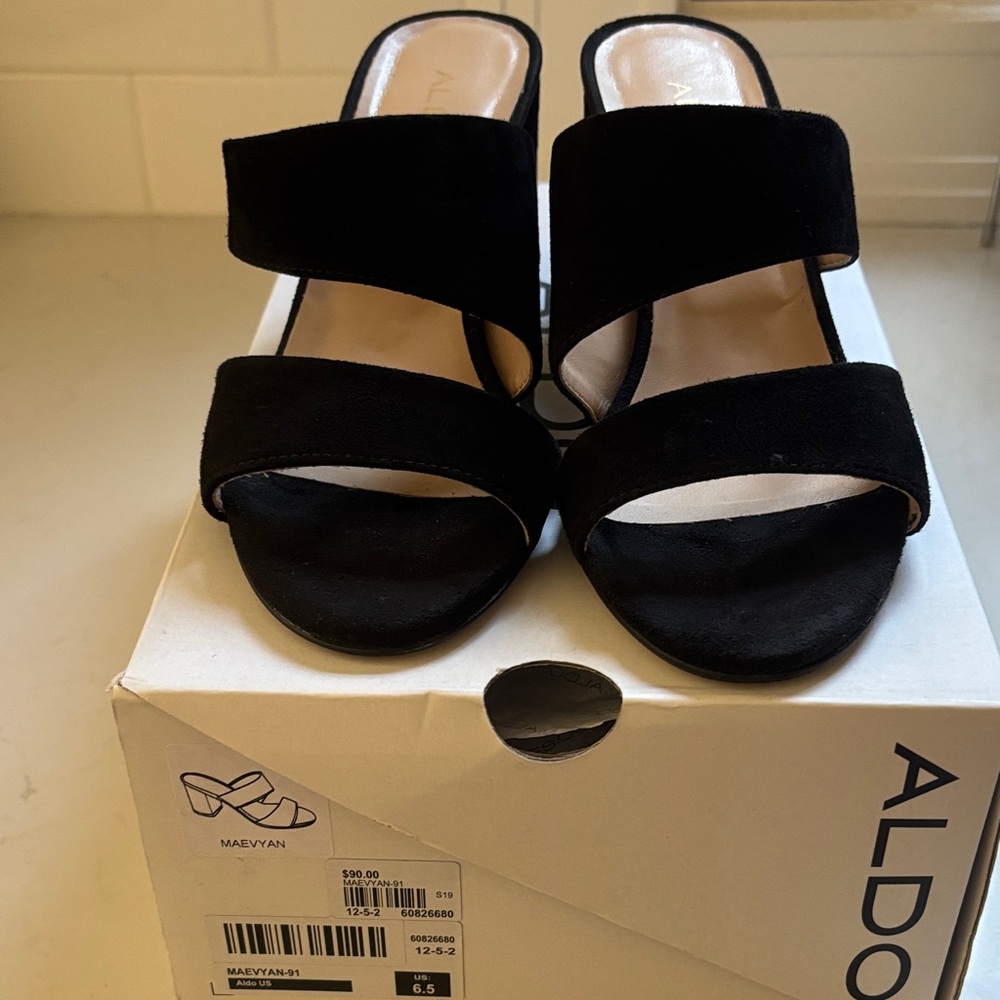 ALDO Black Double Strap Mules